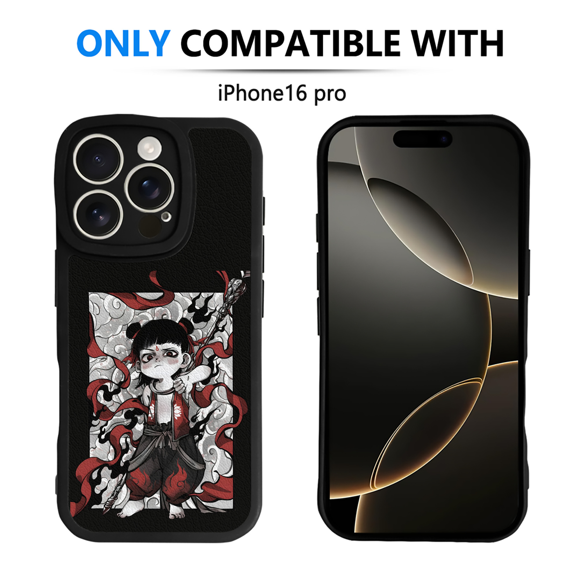 （画像用） Ne Zha 2 ナタ 魔童の大暴れ 【iPhone 16シリーズ対応】シリコンスマホケース（レザー調） 材質：シリコン